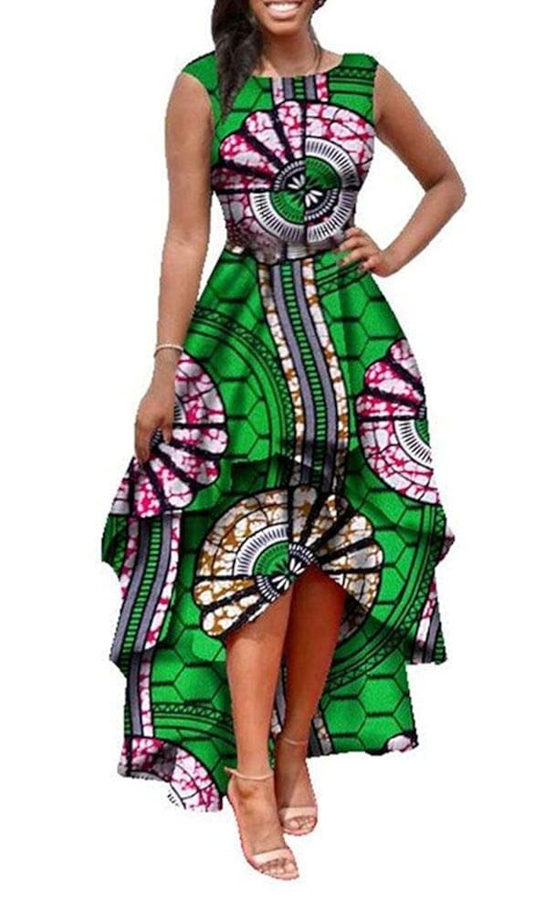 Womens African Dress Formal Prom Dashiki Print Peplum Fit High Low Dress eBay