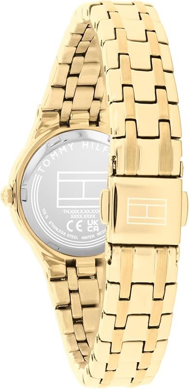 Relógio de movimento de quartzo de três mãos com bracelete de aço inoxidável dourado - 1782886