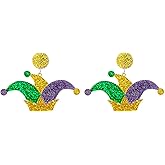 MardiGras Earrings for Women Mask Leaf Crown Drop Dangle Earrings Carnival Cosplay Party Jewelry MardiGras