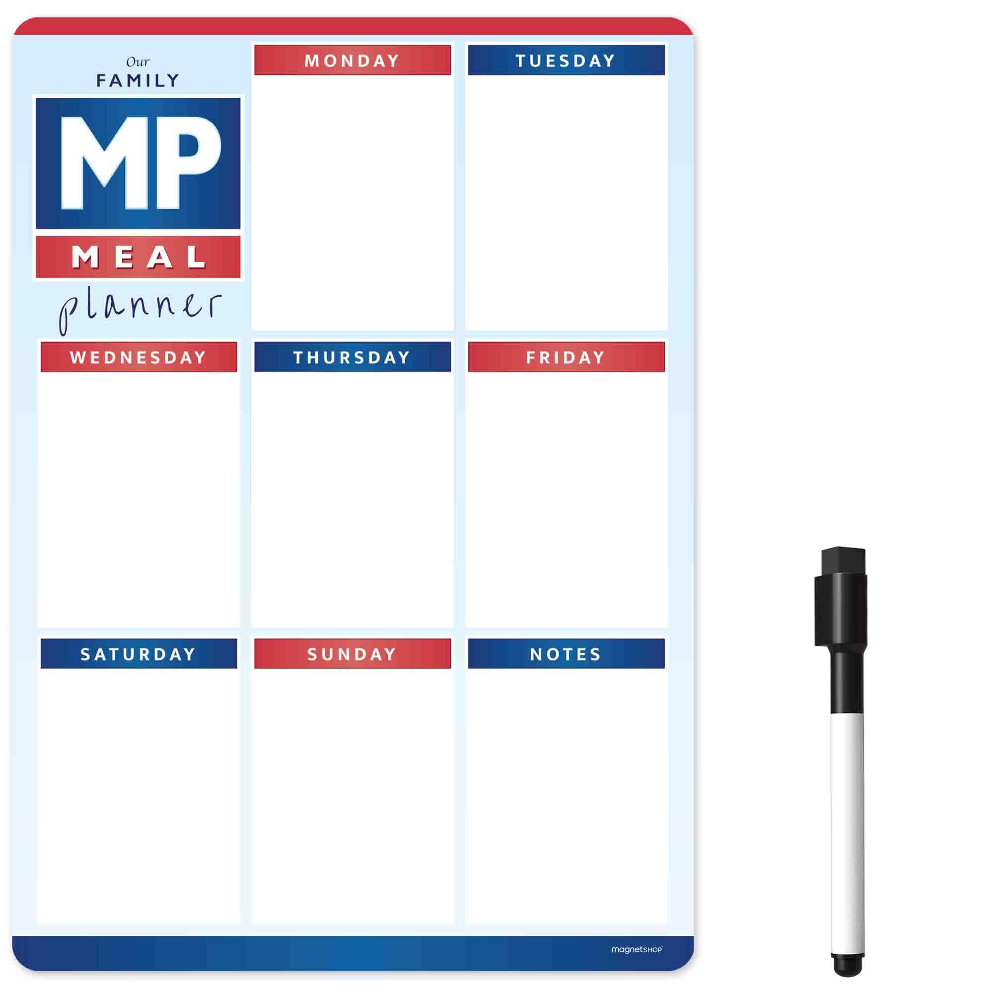 TMS Magnetic Meal Planner for Fridge | Made in The UK | Weekly Meal Prep Whiteboard, Calendar or Organiser for Work or Family Planning (Brown)