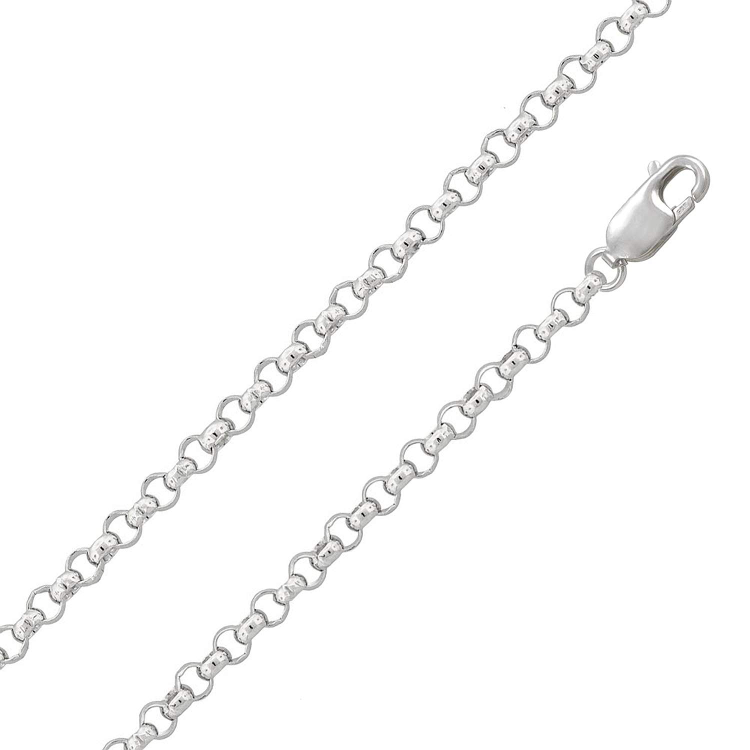 Designer Inspirations Boutique 24" Inch Sterling Silver 3.3 mm Thick Round Large Link Belcher/Rolo Chain Necklace for Men Women Unisex - Weight: 7.7 Grams