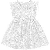 Csbks Toddler Girls Cute Pompoms Lace Floral Elegant Retro Swing Party Dress