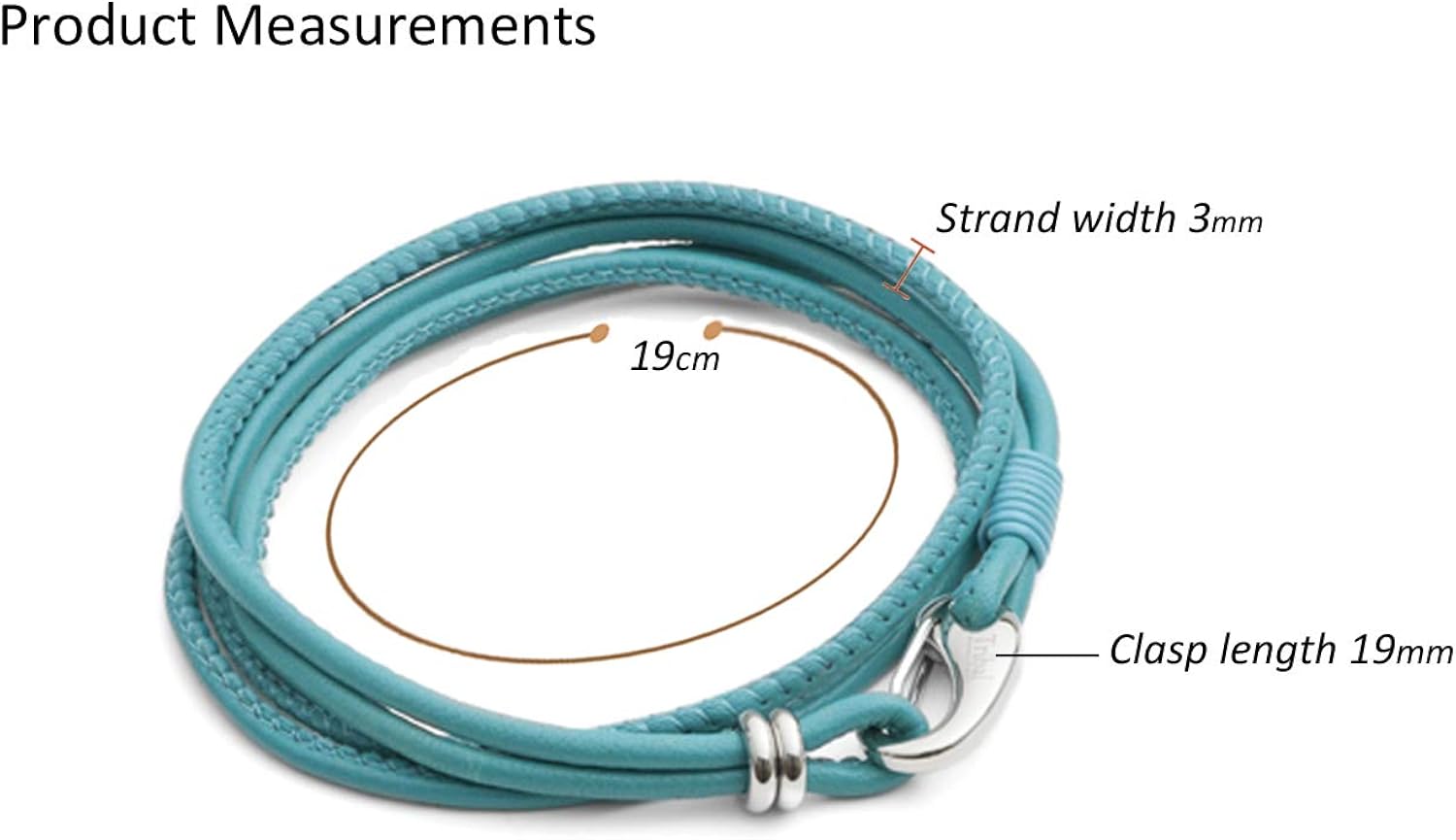 Tribal Steel Women's Turquoise Super Soft 4-Stranded Bracelet - Ladies 19cm Leather Bracelet with Stainless Steel Shrimp Clasp - Image 4