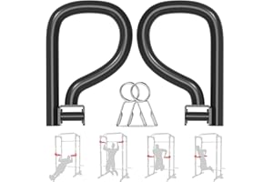 Balelinko Multi Grip Set of 2, Barbell Rack Holders Dip Grip Handles, Dip Bar Attachments for 2" x 2" Tube Power Cage, Bonus a Pair of 2" Spring Clip Collars Rings