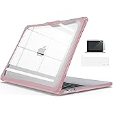 IBENZER Hexpact MacBook pro 13 inch case 2026 2025 2024 2023 2022-2016 M2 M1 A2338 A2289 A2251 A2159 A1989 A1708 A1706,Protective case with Screen Film Keyboard Cover, Pinkish, HPE-T13PKSH+2