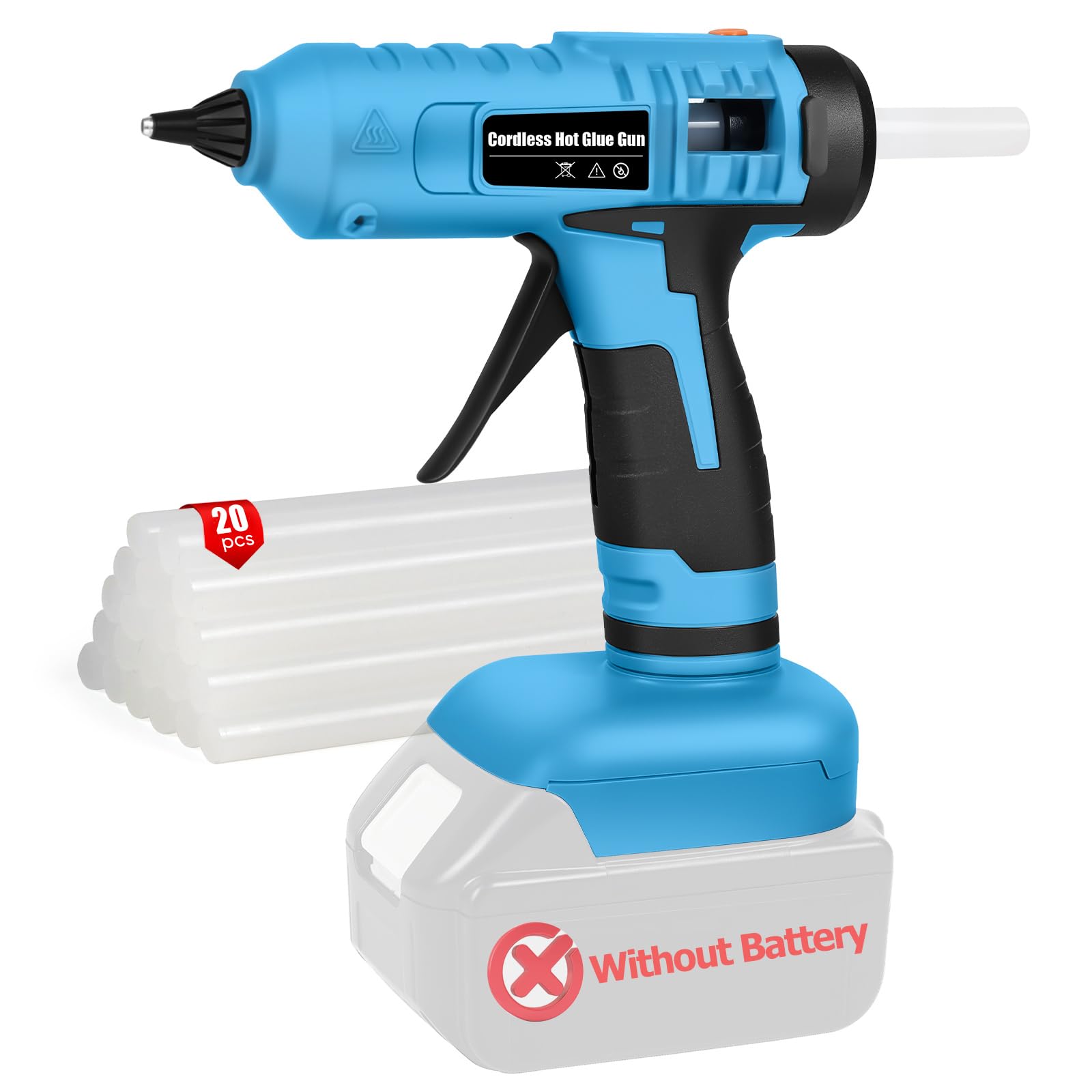 Photo 1 of 100w Cordless Hot Melt Glue Gun Compatible with Makita 18V Battery, High Temp Electric Power Glue Gun with 20pcs 11x150mm Glue Sticks for Arts Crafts DIY Decor School Home Repair (No Battery)