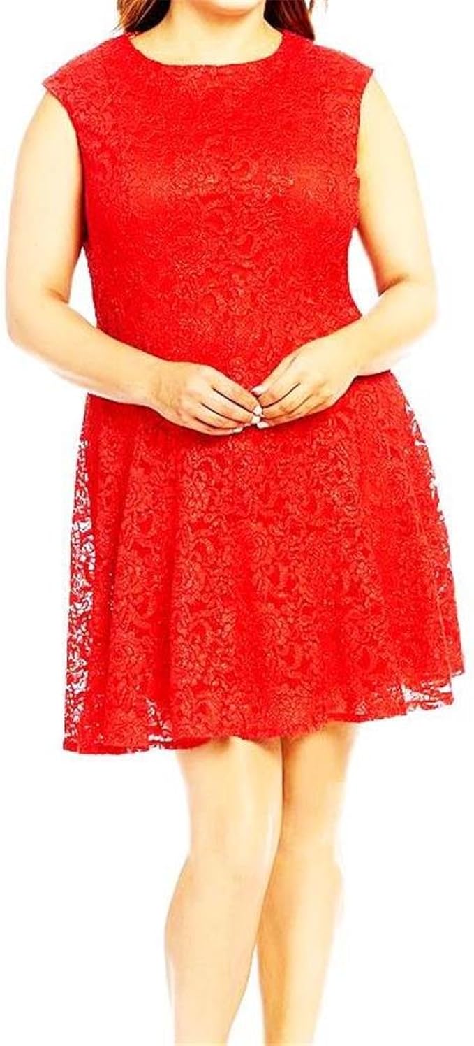 red lace fit and flare dress