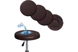 Shukii Stool Covers Round 4 Pack Bar Stool Covers Watedrproof PU Stool Slipcover with Elastic Stool Cushion Round Bar Stool Seat Covers for Bar Round Chair