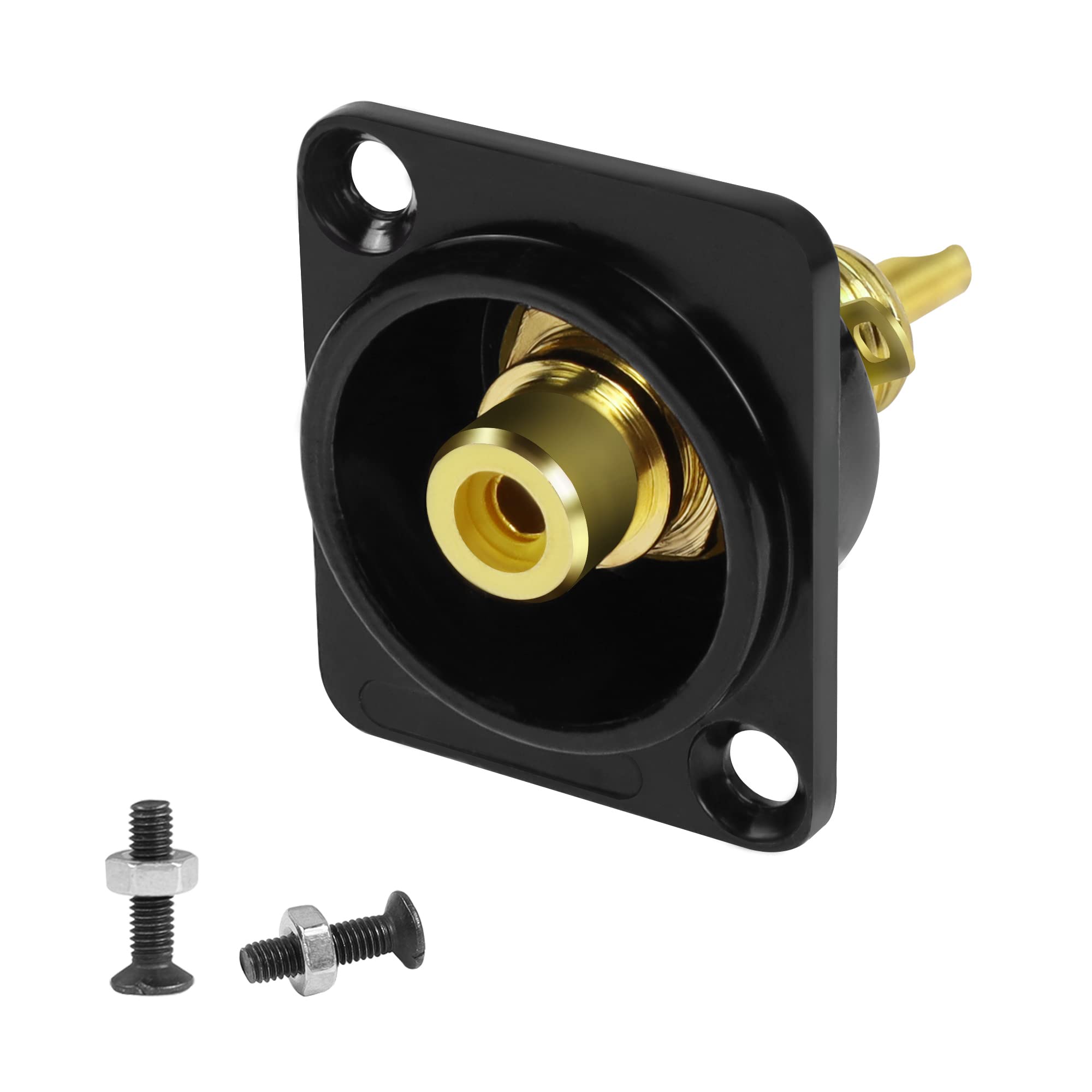 QIANRENON Gold Plated RCA Female to Solder Terminal AV Connector, Yellow, 3-Pin, Indoor Use, Compatible with Amplifier, Speaker, for Audio Video TV Phono Speaker RCA Cable Amplifier