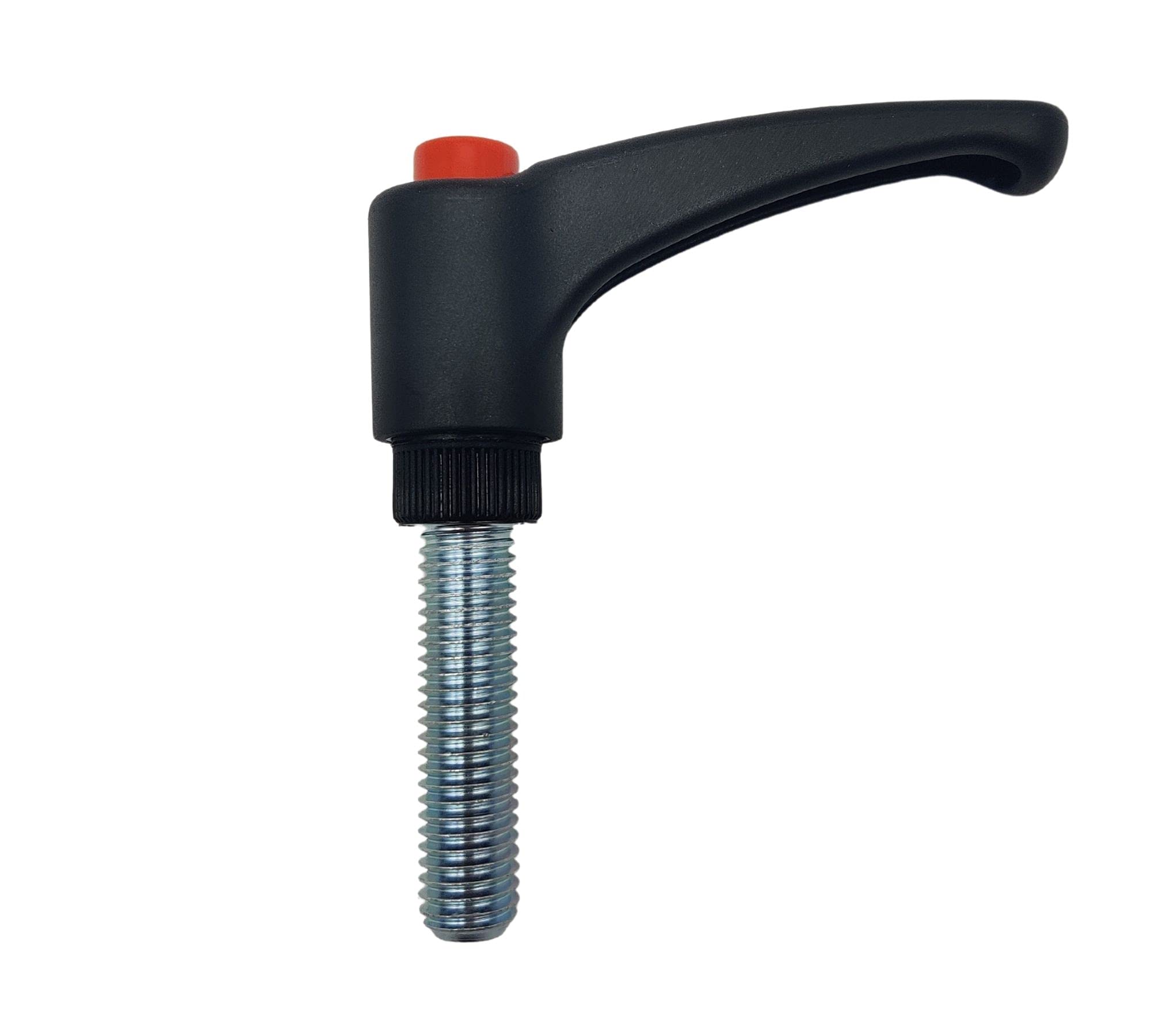 DOJA Industrial | Adjustable Threaded Handle Knob | M8 Thread Hand Grip | Pack 1 | Male Clamping Lever with Push Button | Glass-Fibre-Polyamide Lever Clamp Handles | Adjustable Machine Knobs