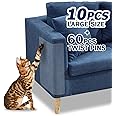 10 Pcs Furniture Protectors from Cats, Clear Self-Adhesive Cat Scratch Deterrent, Couch Protector 4 Pack X-Large (18"L 12"W) 