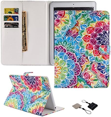 iPad 4 Case - Castle Cas Sheepskin Fashion Series Psychedelic Summer Premium PU Leather Wallet [Smart Stand Folio Cover] MAgnet Slim Flip Card Holder Kickstand Cover (Colourful)