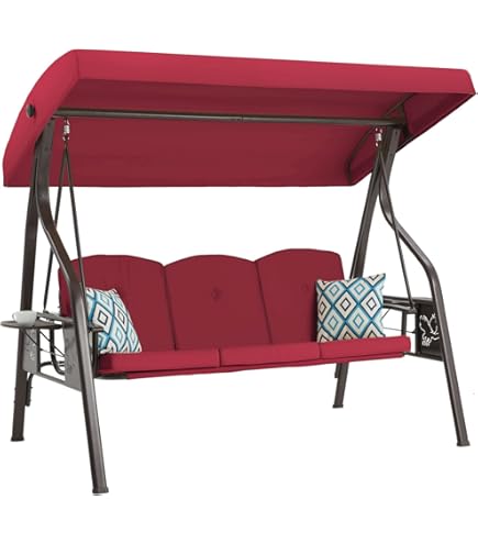 Amazon.com : ZZW 3-Seat Patio Porch Swing 800LBS Outdoor Swing