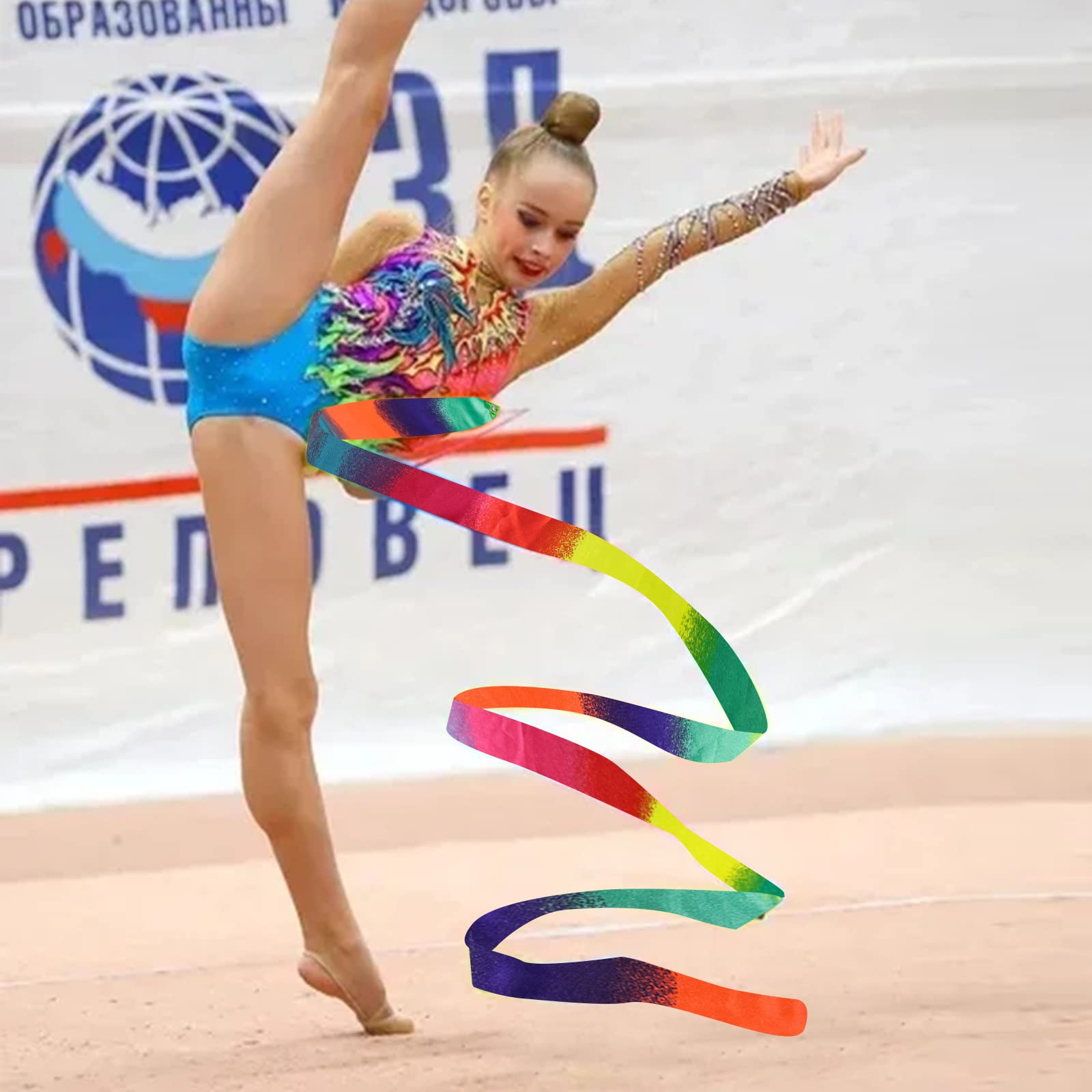Aphrordity 2 Pcs Rhythmic Ribbon Dancer 78.7 Inch Sparkling Dance Ribbon Twirling Ribbon,for Kids Artistic Dancing Training Circus Carnival Shows