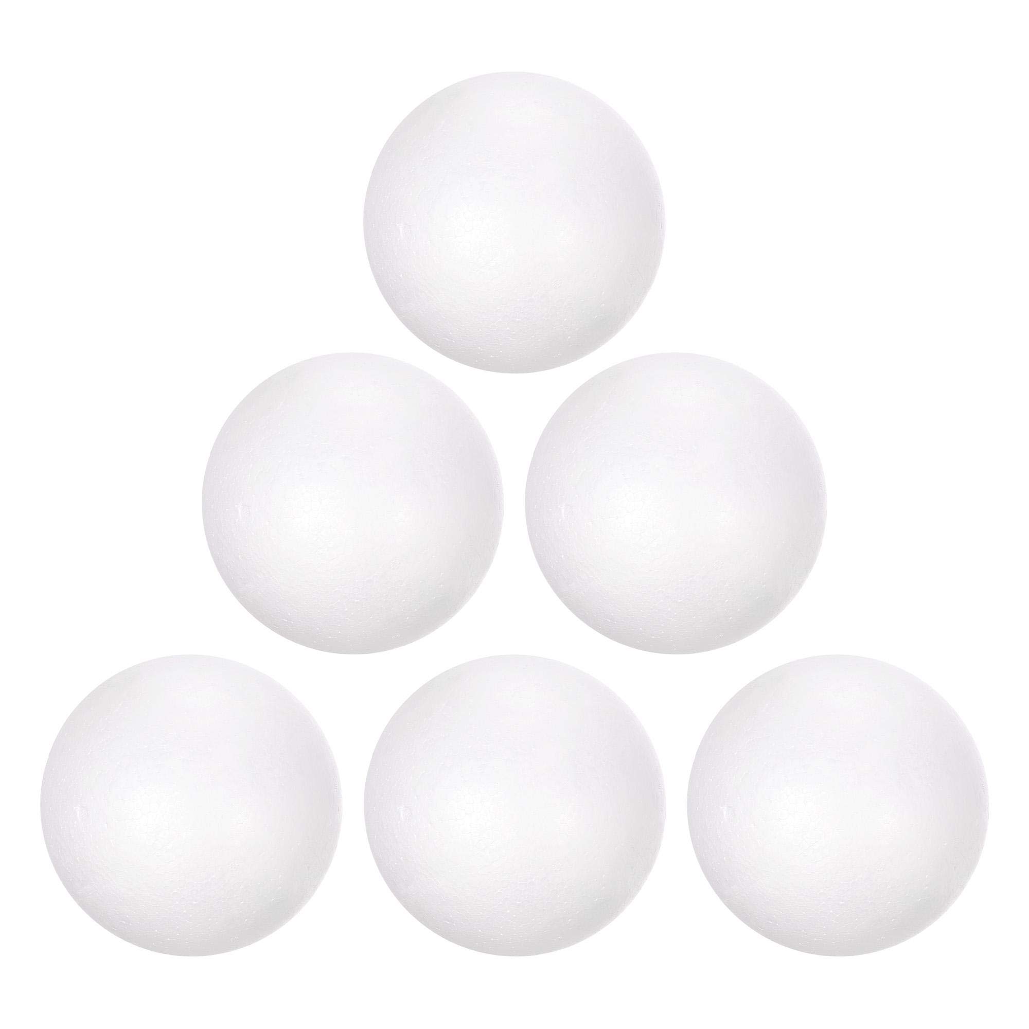 sourcing map 6Pcs 2.76" White Polystyrene Foam Balls Smooth Round Solid Ball for Crafts, Art, DIY, Household, Party Decorations