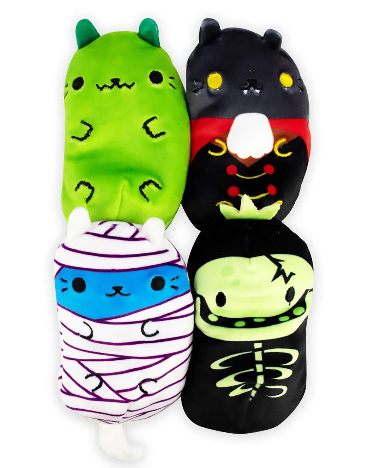 Cats vs Pickles - Scary Collection - Catzilla, Count Catula, Coder Cat, & Skully - 4-Pack - 4" Cute Cuddly Collectible Bean Plush Toy - Collect These as Stocking Fillers or Sensory Toys!