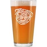 Bevvee Happy Pug Pint Glass for Beer - Fun Dog Themed Decor and Gifts for Moms & Dads of Pugs - 16 oz Glasses