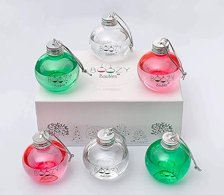 Boozy Baubles Confezione Da 6 Palle Di Natale Vuote Si Può Riempire Con Un Alcol A Scelta Gin Vodka Whisky Rum Ottima Idea Regalo Per Natale