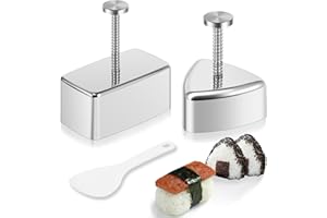 Hvxrjkn 3-Piece Stainless Steel Onigiri Mold Set - Rectangular & Triangular Rice Ball Molds, Non-Stick, Easy Release, Dishwas