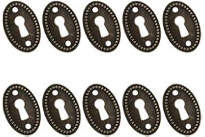 STOBAZA Oval Plated Keyhole Cover 10Pcs Alloy Retro Decorative Insert for Wooden Box Drawer Dresser Hardware