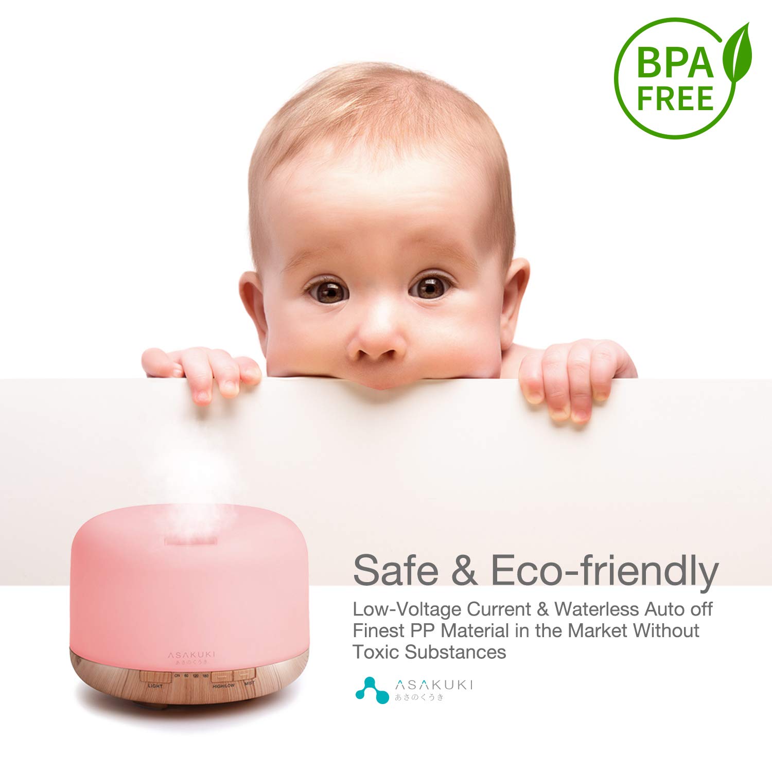 ASAKUKI 500ml Premium, Essential Oil Diffuser, 5 in 1 Ultrasonic Aromatherapy Fragrant Oil Humidifier Vaporizer, Timer and Auto-Off Safety Switch: Health & Personal Care