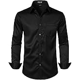 JEMITOP Men's Stretch Slim Fit Dress Shirts Formal Wedding Prom Business Long Sleeve Button Down Shirt with Pocket