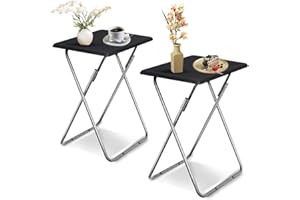 Garden 4 you Folding TV Tray Table,TV Dinner Table with Sturdy MDF Top,Eating Trays for Living Room with No Assembly Required, 2PCS (Black)