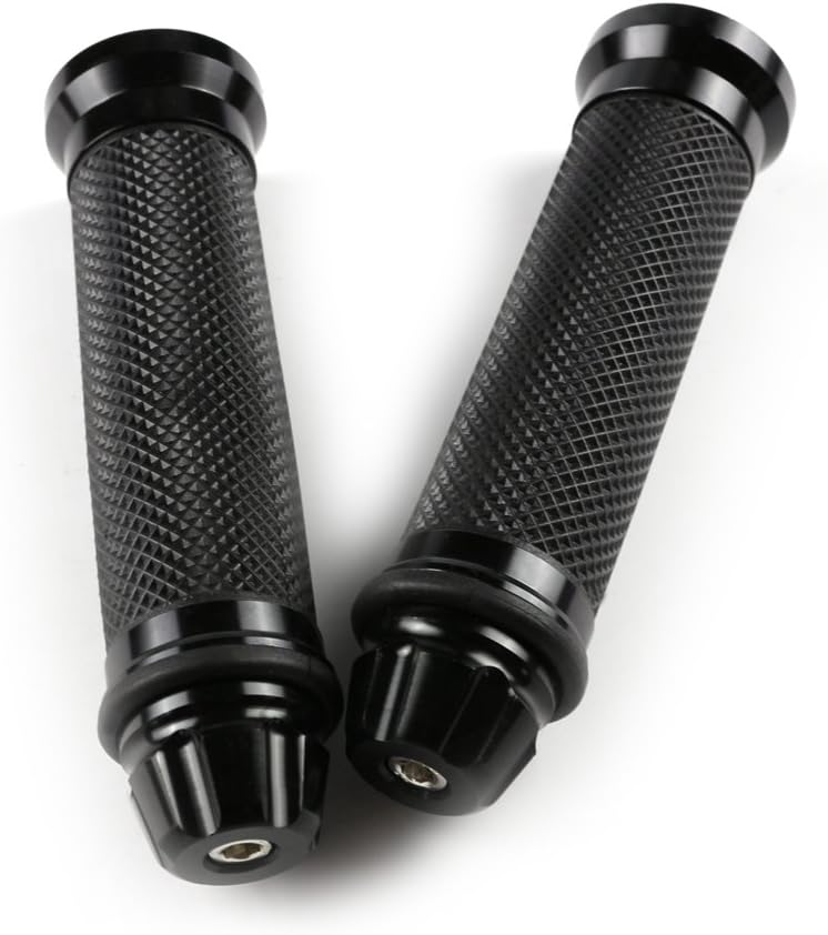 CNC Aluminum Motorcycle Handlebar Rubber Gel Hand Grips&Bar Ends Caps Plug Blk