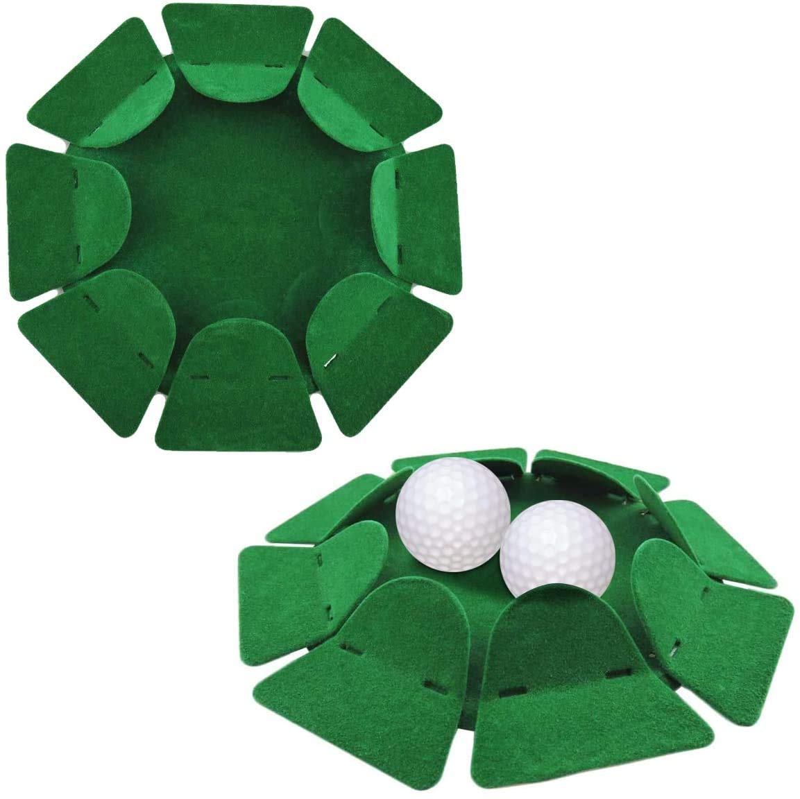 Golf Putting Cup Practice All Direction 1/2 Pack, Training Aid Putter Hole Plate Surface Flocking Indoor Outdoor Durable Professional for Men Women Festival Gift (Green-2 Pack)
