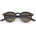 zeroUV Classic Horn Rimmed Keyhole Nose Bridge P3 Round Sunglasses 46mm