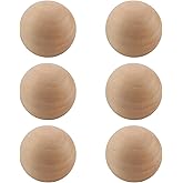 SENJEOK 6 PCS 3 Inch Wood Balls, 7.5cm Unfinished Wooden Round Balls, Wood Spheres Hardwood Balls for Craft, Art Projects