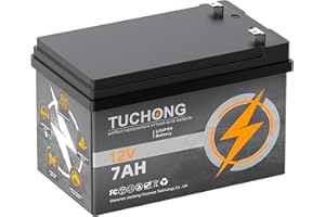 TUCHONG 12V 7Ah Lithium LiFePO4 Battery, Rechargeable Battery, Up to 5000+ Deep Cycle Lithium Iron Phosphate Battery Built-in BMS, Ideal for Small UPS, Lighting, Solar Power, Fish Finder, kids ride on car