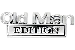 HJKK 2PCS Old Man Edition Car Emblem 3D Metal Sticker Badge – Funny Edition Nameplate Decal for Side Rear Tailgate Bumper – Waterproof Rustproof Adhesive for Car Truck SUV Motorcycle (Silver/Black)