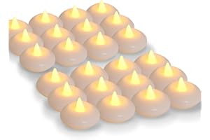 LARDUX Pack of 24 LED Floating Candles - 2 Inch Flameless Small Plastic Floating Tea Lights for Bathtub Swimming Pool Vase Ce