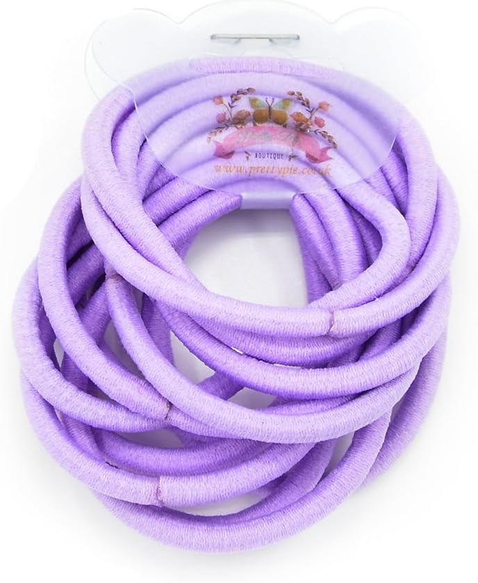 PrettyBoutiqueSet of 12 4mm thick Endless Snag Free Hair Elastics Bobbles Bands Ponios (Lilac)