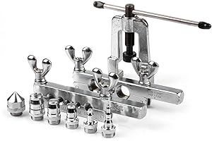 Flexzion Flaring & Swaging Tool Kit 45 Degree Tubing 1/8 to 3/4 inch for Soft Copper Tube Extrusion Type Water Gas Line Autom