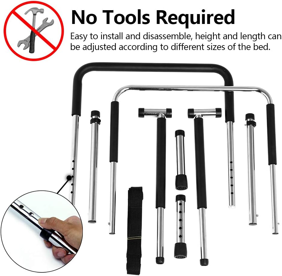 High-Quality Stainless Steel Bed Assist Rail Handle, Medical Adjustable Hand Guard Grab Bar, Bed Safety and Stability (New Upgrade): Health & Personal Care