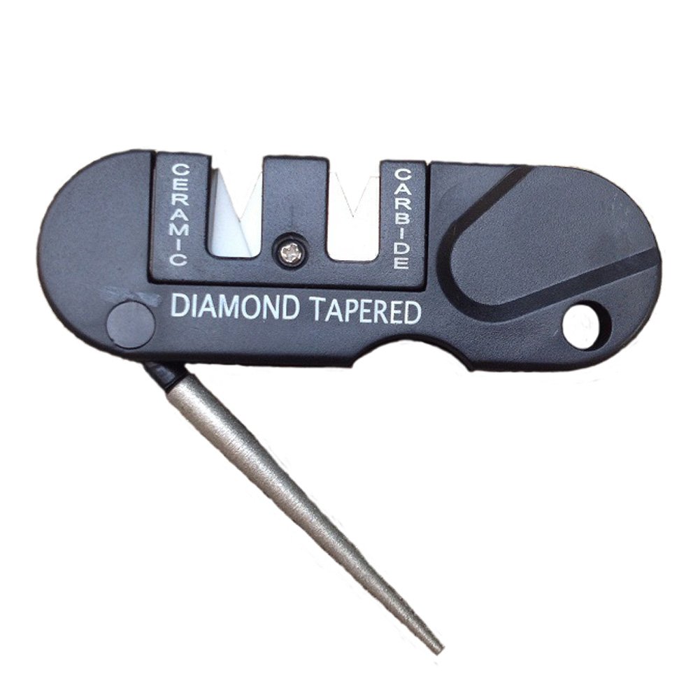 Aiyuda EDC Gear Outdoor Multifunction Mini Pocket Knife Sharpener with Keychain Hole Black