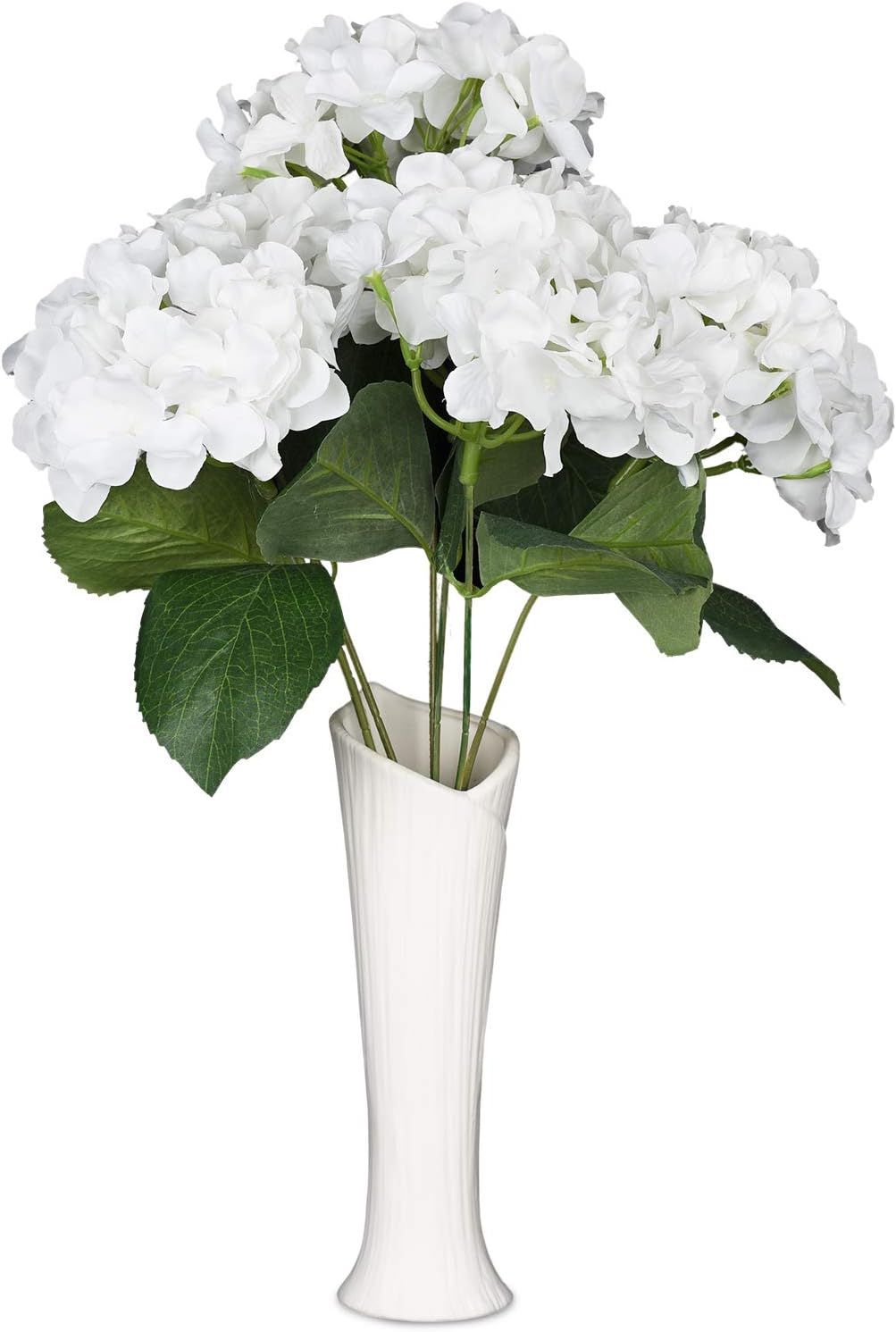 YQing 6 Big Heads Hydrangeas Flowers Fake Silk Hydrangea Artificial Flower Arrangements Bridal Bouquet Wedding Party Garden Home Decor (White)
