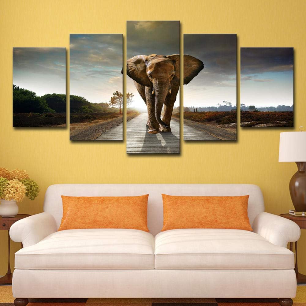 Best 5 Piece Elephants Walking Modern Home Wall Decor