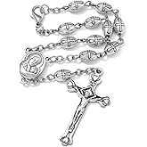 One Decade Catholic Rosary for Car or Truck Rearview Mirror, Auto Metal Beads Rosary, Auto Hanging Accessory Catholic Gifts for Men Women