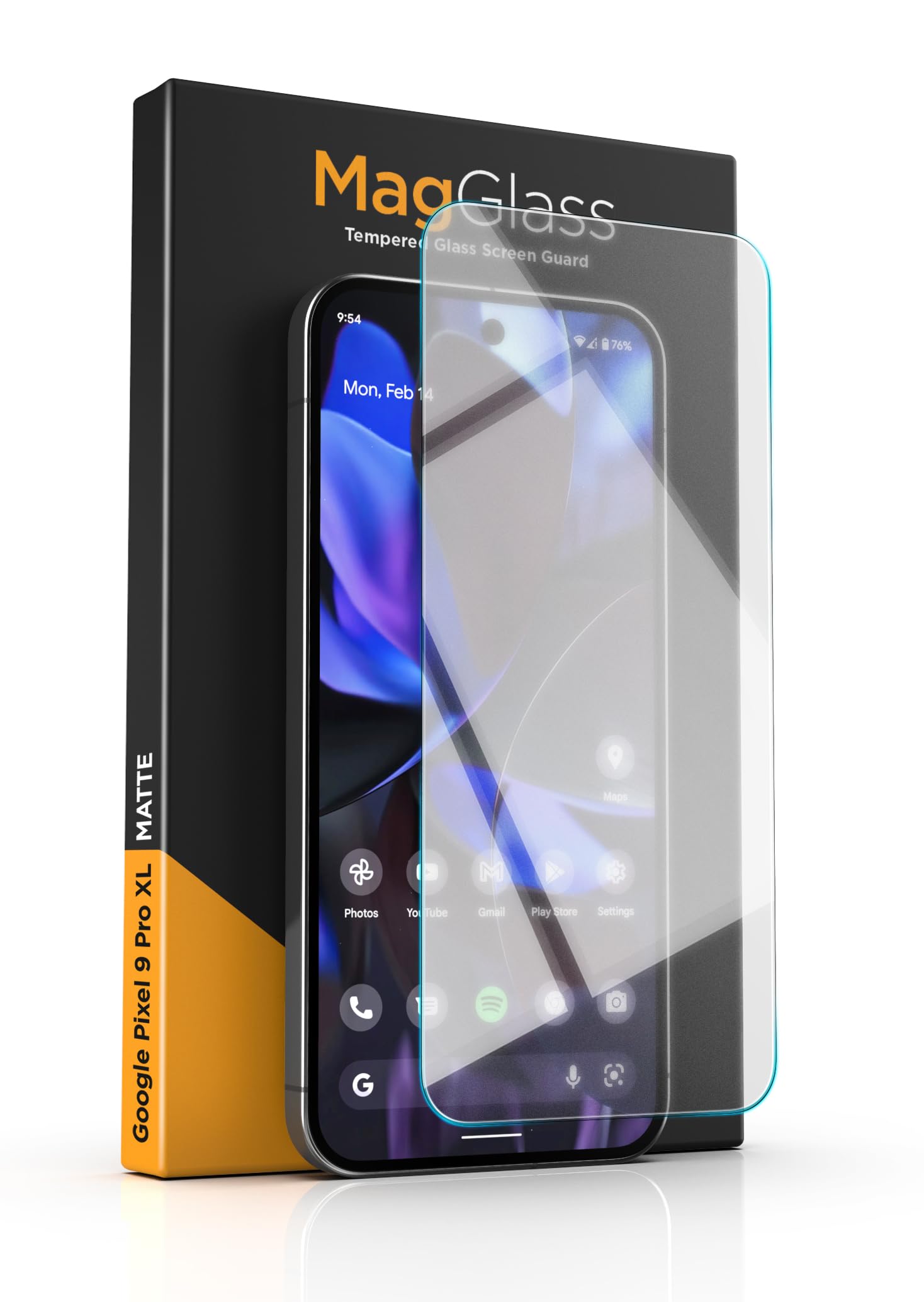 magglass Matte Screen Protector for Google Pixel 9 Pro XL (6.8") Anti-Glare Tempered Glass with Alignment Applicator (Fingerprint Unlock Compatible)