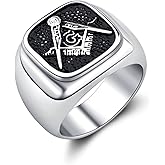 WKXZMTR Masonic Ring for Men Freemason Symbol Jewelry Punk Masonic Jewelry Freemason Fan Gifts Religious Amulet Ring