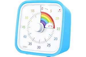 Ainowes 60 Minute Visual Timer with Protective Case, Rainbow Disk Timer for Kids and Adults, Silent Countdown Time Management Tool for Study Work Excercise or Beauty(Blue Rainbow)