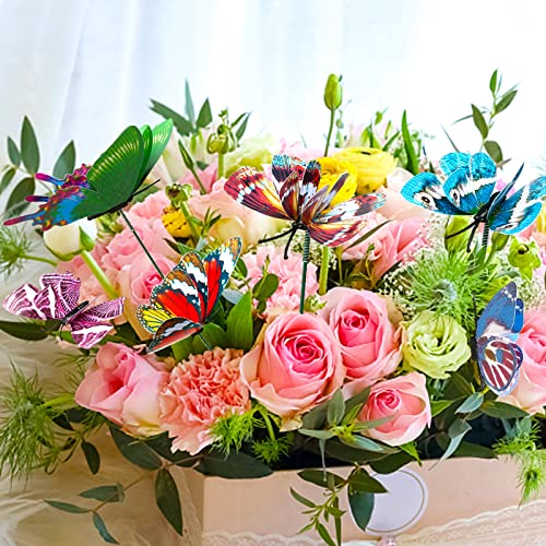 VGOODALL 50Pcs Butterfly Stakes,Garden Butterfly Ornaments Waterproof Butterfly Decor Garden Ornaments Stakes for Outdoor Yard Decor Home Decoration Spring