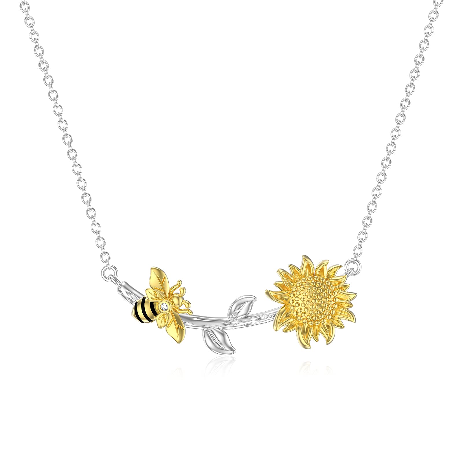 SOULMEET Bee Necklace 925 Bumble Bee Sunflower Pendant You are My Sunshine Necklace Gift for Women Girls