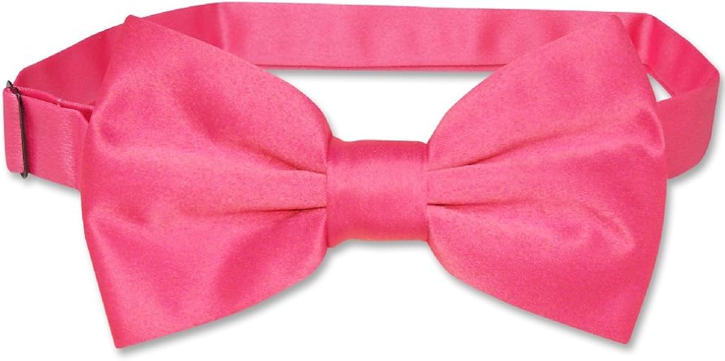 Vesuvio Napoli BOWTIE Solid HOT PINK FUCHSIA Color Men's Bow Tie for