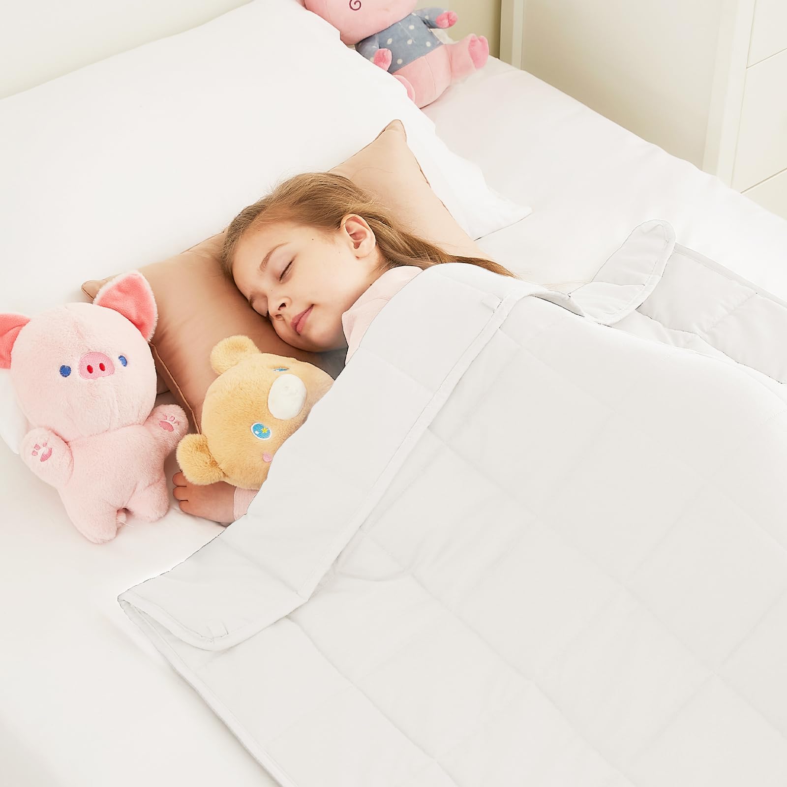 HOSUKKO Weighted Blanket - 7 lbs White Heavy Blanket - Breathable Blanket(41 * 60 inches, 7 lbs) Image