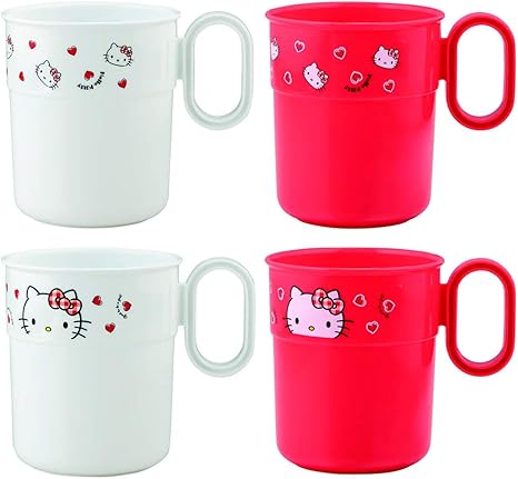 Amazon Co Jp スケーター コップ 4個セット 300ml プラスチック製 ハローキティ Red ハート サンリオ Kss3p ホーム キッチン