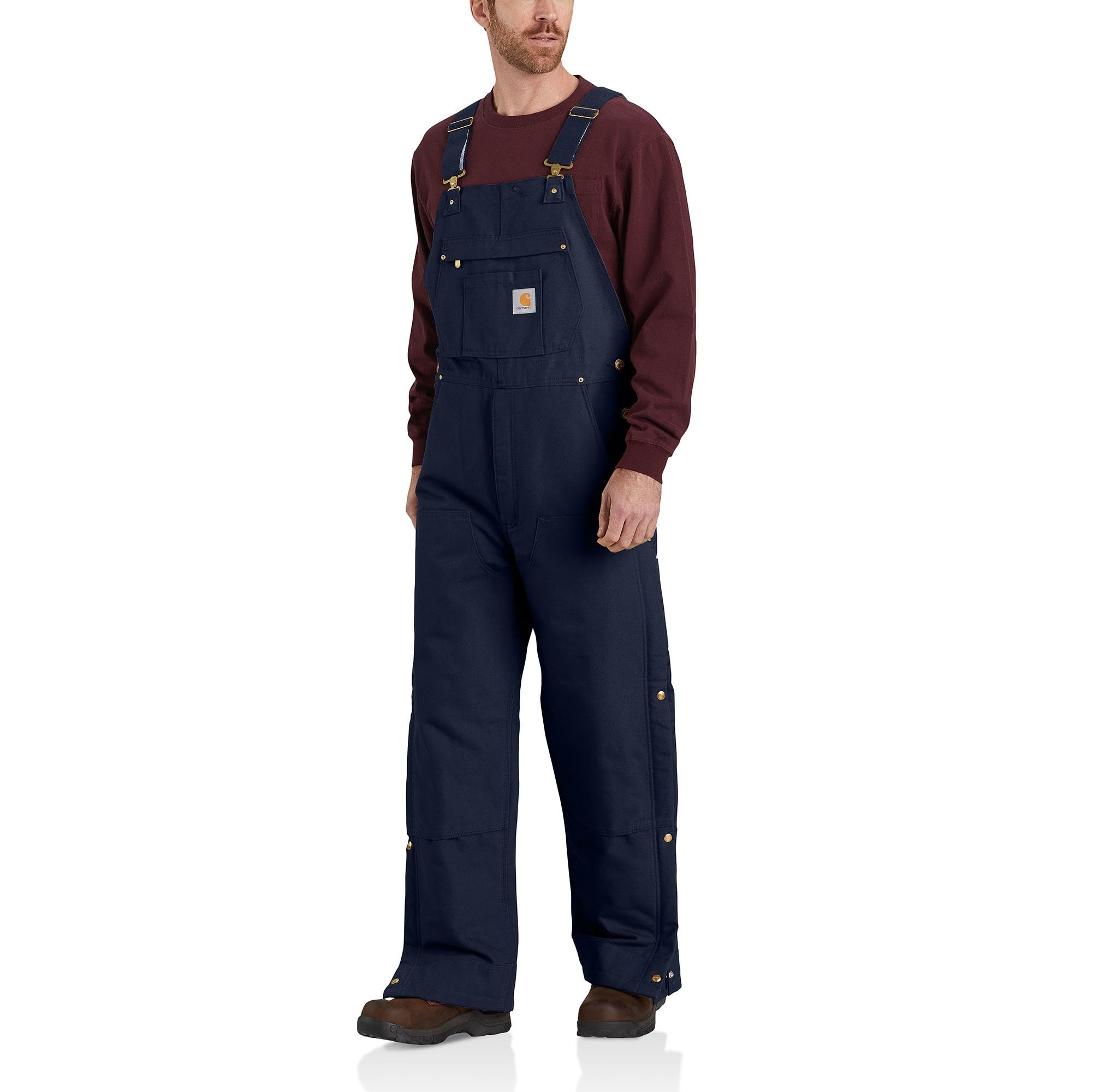 Carhartt Men's Loose Fit Firm Duck Insulated Bib Overall, Dark Navy, Medium/Tall Image